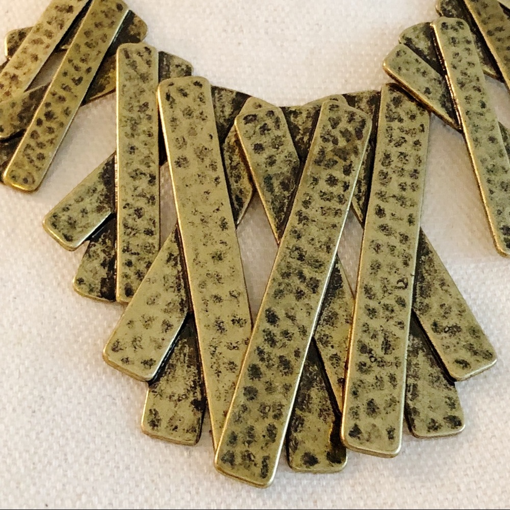 NWOT MARLYN SCHIFF Boho Antique Gold Tone Statement Necklace - Picture 8 of 14